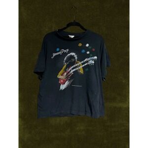 Vintage original print 1985 The Firm Jimmy Page Tour  Black Band Tee Large XL